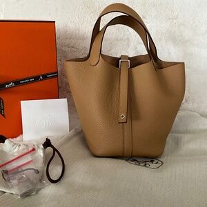 New Hermes Picotin 18 Clemence PHW Palladium Biscuit